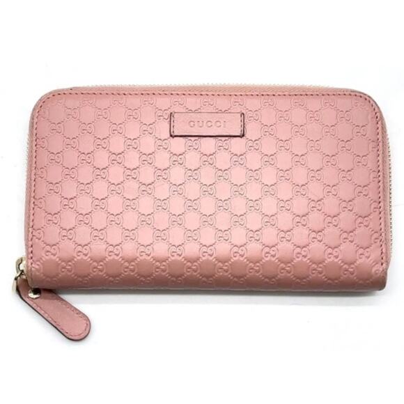 896. Gucci Microguccissima Zip Around Wallet - Soft Pink - Picture 1 of 3